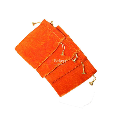 16x20 cm | Velvet Drawstring Potli Bag | Orange Colour | Pack of 10 | Luxurious Gift & Storage Pouch | - Bakeyy.com - India - 16x20 cm | Velvet Drawstring Potli Bag | Orange Colour | Pack of 10 | Luxurious Gift & Storage Pouch | - Default Title