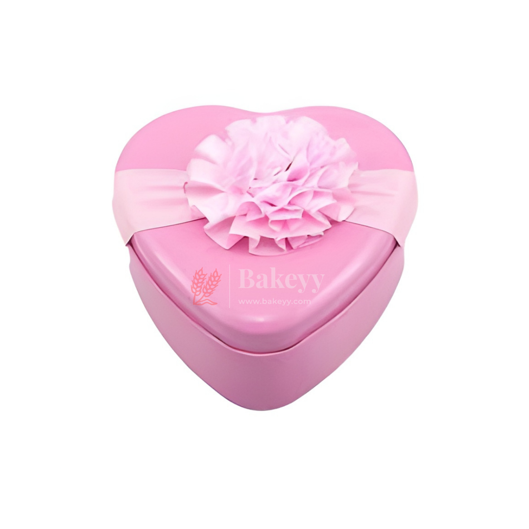 Large | 10.5x10.5x4.5 cm| Pink Heart Empty Decorative Tin Box | Gift Box | Chocolate Box | Sweet Box | Jewellery Box | Luxury Box | Pack Of 6