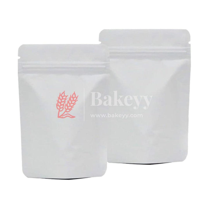 500 gm | Zip Lock Pouch | White Color Without Window | 16x23 CM | Standing Pouch - Bakeyy.com