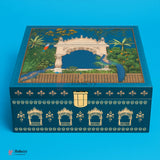 Luxury Peacock-Themed Decorative Square Gift Box with Golden Satin Lining | Pack of 1