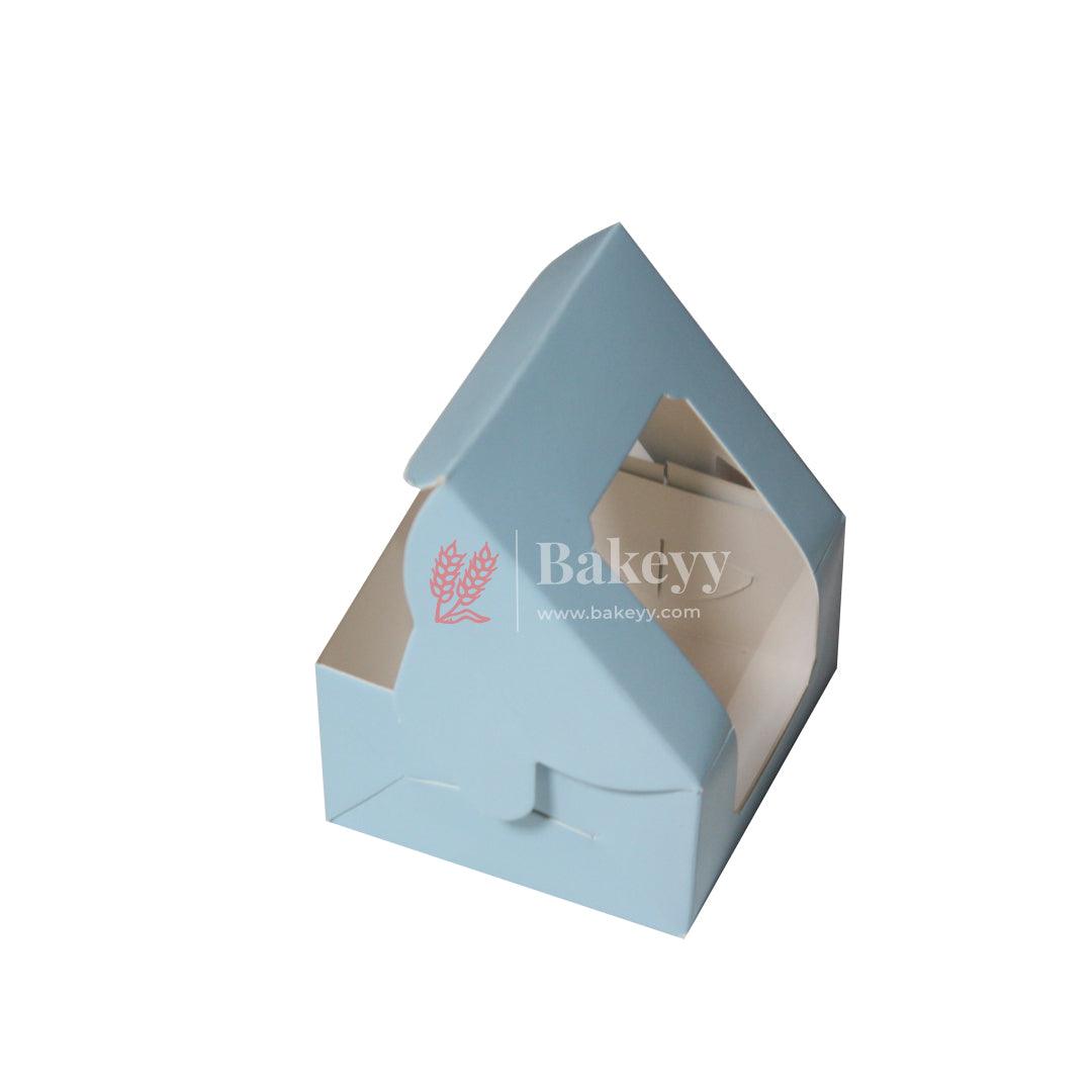 1 Brownie Box Blue Color | With Window - Bakeyy.com - India - 1 Brownie Box Blue Color | With Window - Pack Of 10