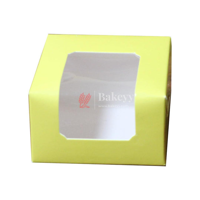 1 Brownie Box Yellow Color | With Window - Bakeyy.com - India - 1 Brownie Box Yellow Color | With Window - Pack Of 10