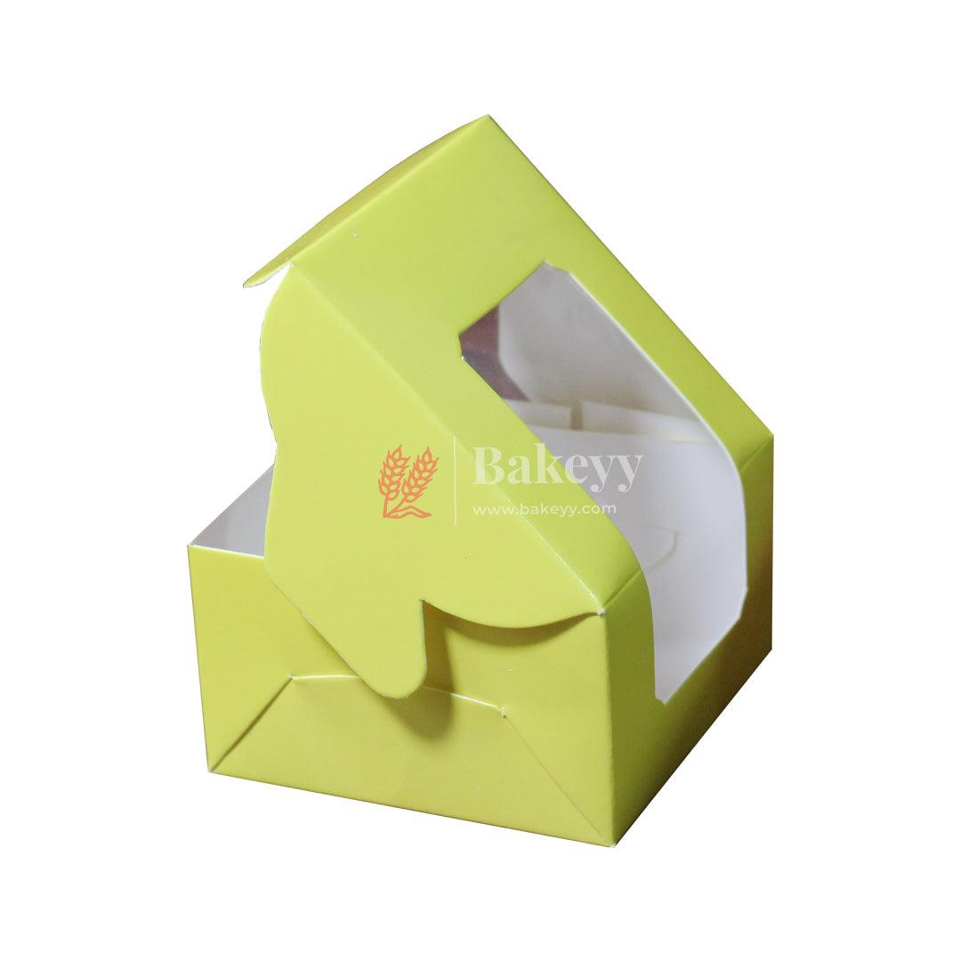 1 Brownie Box Yellow Color | With Window - Bakeyy.com - India - 1 Brownie Box Yellow Color | With Window - Pack Of 10