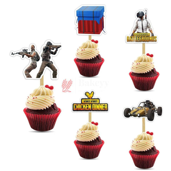 6pcs PUBG theme Birthday Cake Topper| Cupcake Toppers| Bday Decorations Items - Bakeyy.com