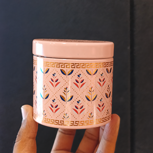 8.5x8cm | Printed Round Tin Box with Lid | 3 Designs | Pack of 4