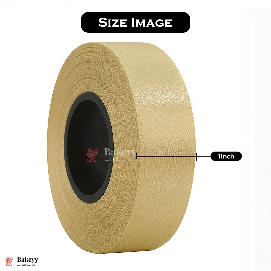1 inch |18 Mtr  Gold Satin Ribbon Roll – High-Quality Decorative Ribbon for Gift Wrapping & Crafts| 1 Roll