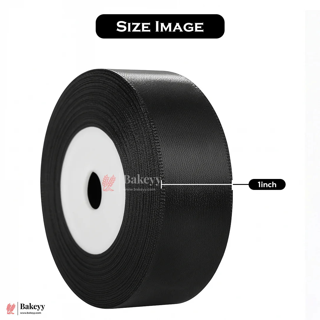 1 inch |18 Mtr Black Satin Ribbon Roll – High-Quality Decorative Ribbon for Gift Wrapping & Crafts| 1 Roll
