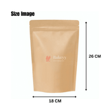 1 Kg | Kraft Zip Lock Pouch | Brown | 18x26x4 CM | Standing Pouch | Pack of 50 |