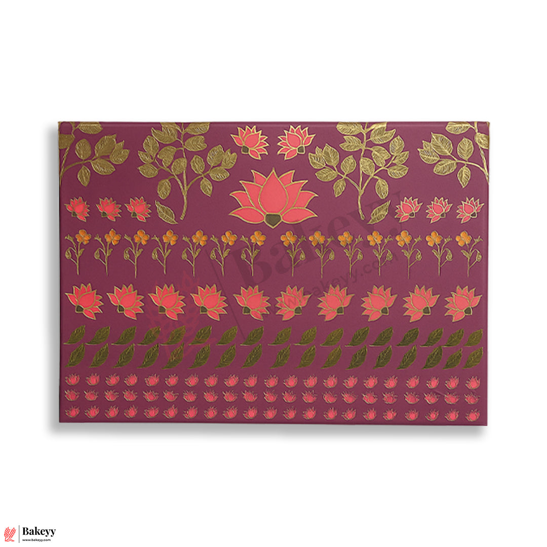 One Kg Sweet Box | 10.5x7.5x1.5 Inch |  Elegant Lotus Design Sweet Gift Box with Golden Tray 1 Piece