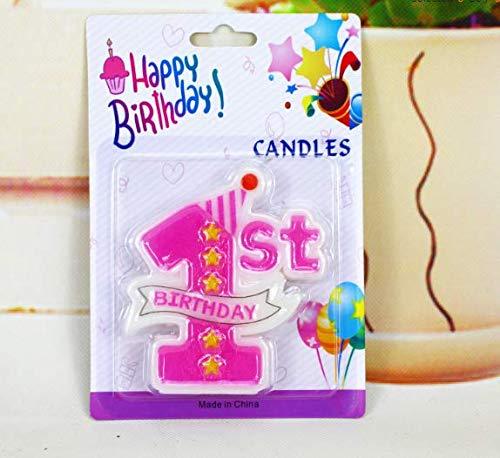 1st Brithday Candles Cake Pink Colour | 1 pcs | For Birthday & Cake Decoration - Bakeyy.com