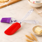 2 Piece | Silicone Spatula & Pastry Brush Set | Transparent Handle | Pack of 1