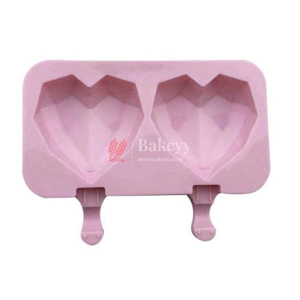 2 cavity Heart Shape Popsicle Mould | Silicone Mould - Bakeyy.com