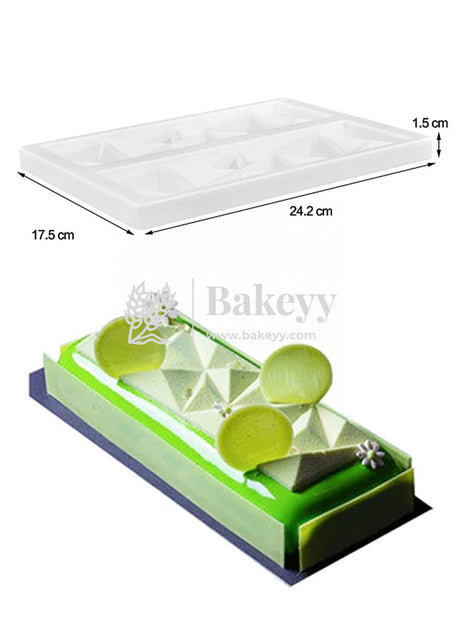 2 Cavity Rectangle Diamond Garnishing Shape Cake Moulds Entremet Cake Mould - Bakeyy.com - India - 2 Cavity Rectangle Diamond Garnishing Shape Cake Moulds Entremet Cake Mould - Default Title