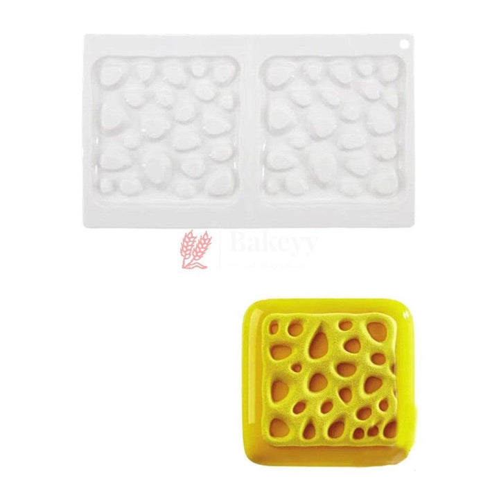 2 Cavity Silicon 3D Square Bubble shape Entremet Cake Mould Mousse Mould - Bakeyy.com