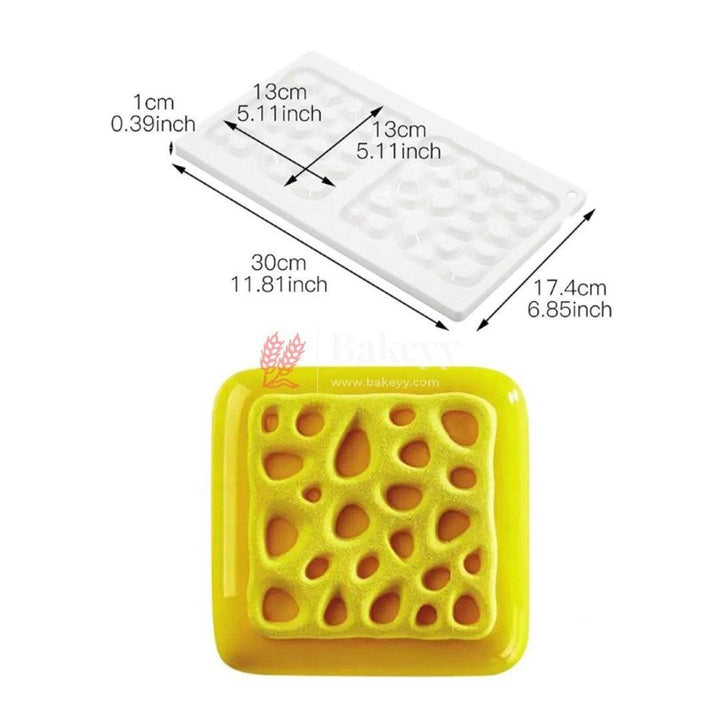 2 Cavity Silicon 3D Square Bubble shape Entremet Cake Mould Mousse Mould - Bakeyy.com