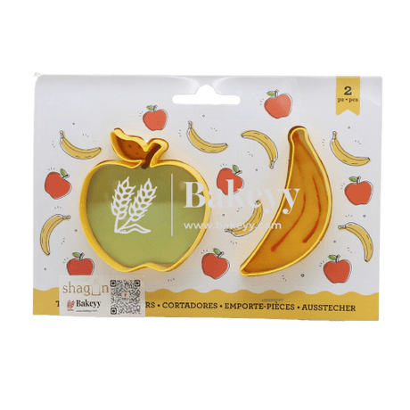 2 Pieces Apple &amp; Banana Cookie Cutter - Bakeyy.com - India - 2 Pieces Apple &amp; Banana Cookie Cutter - Default Title