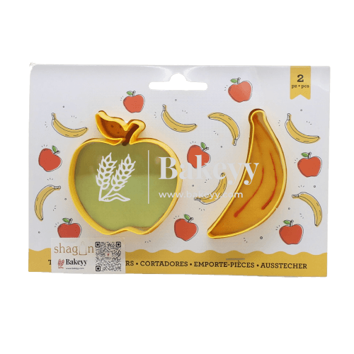 2 Pieces Apple &amp; Banana Cookie Cutter - Bakeyy.com - India - 2 Pieces Apple &amp; Banana Cookie Cutter - Default Title