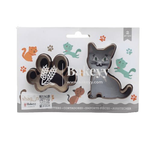 2 Pieces Paw &amp; Cat Cookie Cutter - Bakeyy.com - India - 2 Pieces Paw &amp; Cat Cookie Cutter - Default Title