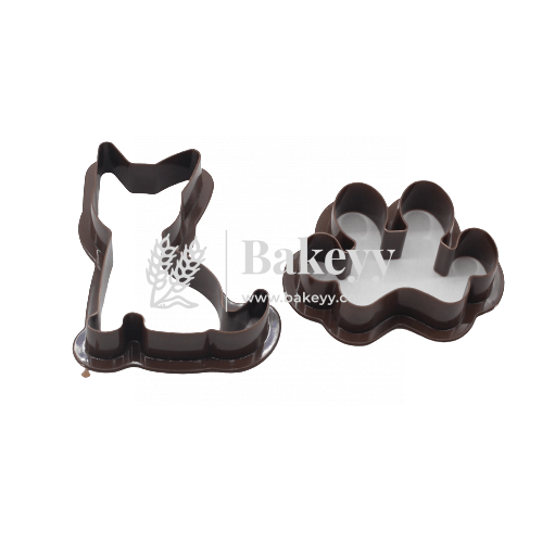 2 Pieces Paw &amp; Cat Cookie Cutter - Bakeyy.com