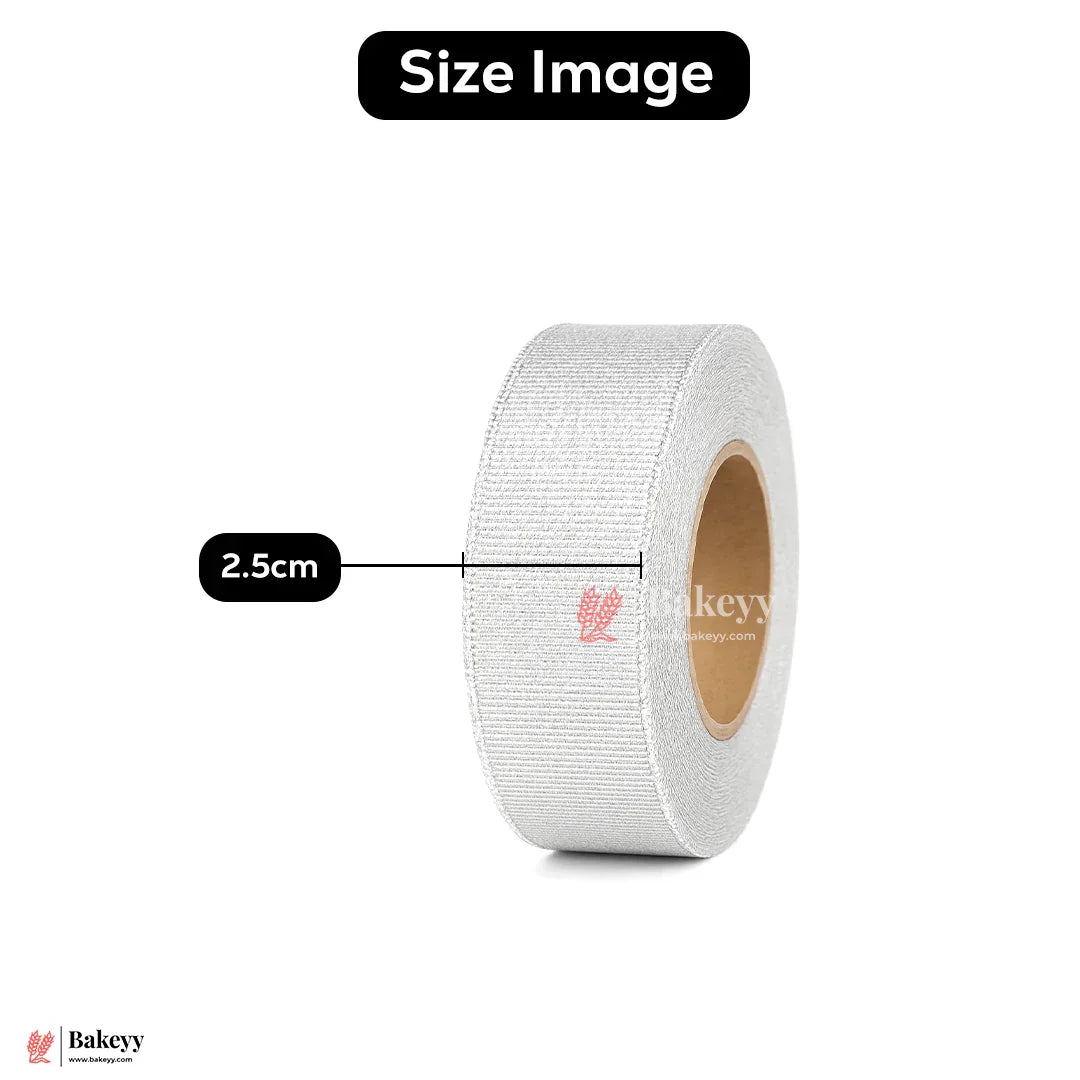 25mtr Premium 2.5cm Metallic Silver Ribbon Roll – Elegant Shiny Finish| 1 Roll