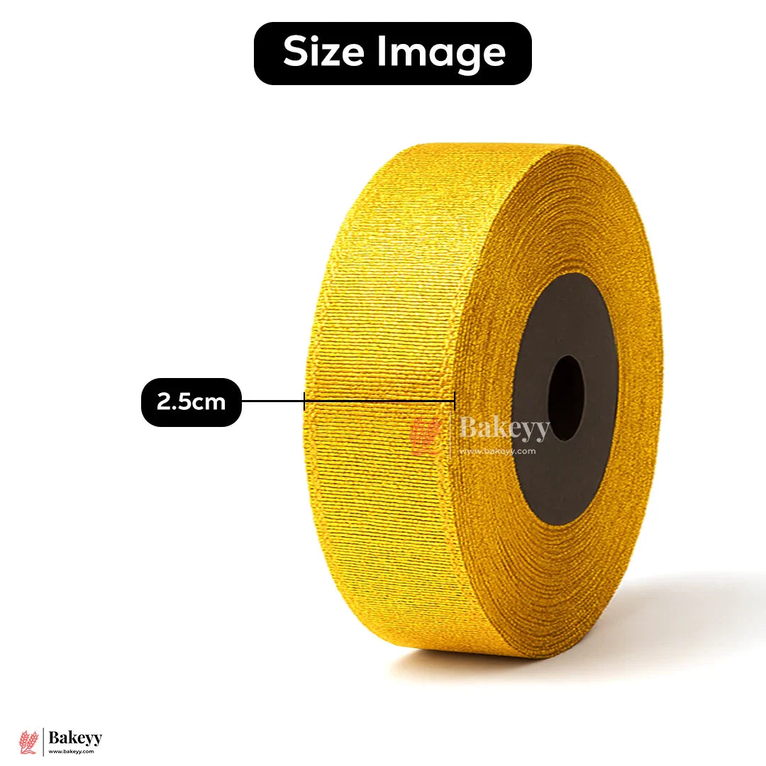 25mtr Premium 2.5cm Metallic Gold Ribbon Roll – Elegant Shiny Finish| 1 Roll