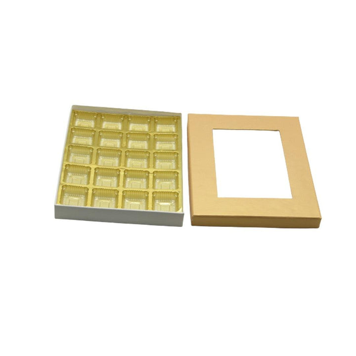 20 Cavity Hard Chocolate Box | Light Gold Colour - Bakeyy.com