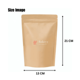 200g | Kraft Zip Lock Pouch | Brown | 13x21x4 CM | Standing Pouch - Bakeyy.com - India - 200g | Kraft Zip Lock Pouch | Brown | 13x21x4 CM | Standing Pouch - Pack Of 50 / 13x21x4 cm / 200 g