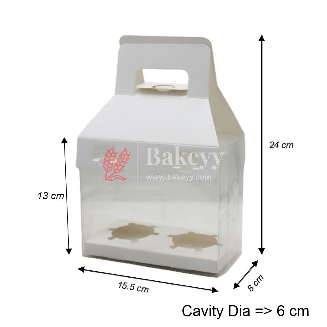 PVC 2 Cavity Cupcake Box | Multi Color | Pack of 10 - Bakeyy.com - India - PVC 2 Cavity Cupcake Box | Multi Color | Pack of 10 - White