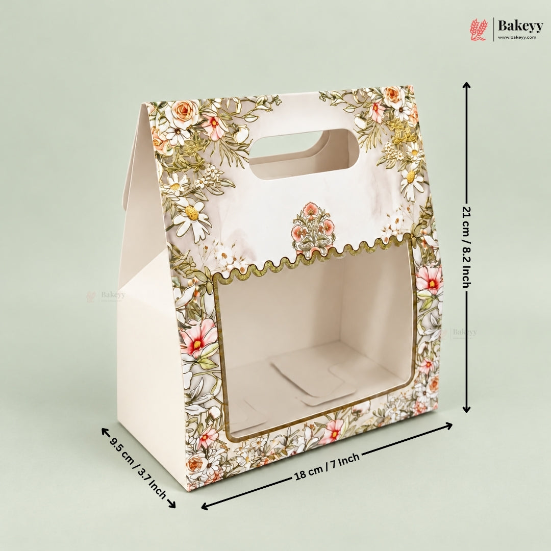 Bloom Printed Window Gift Box with Handle | Pack of 