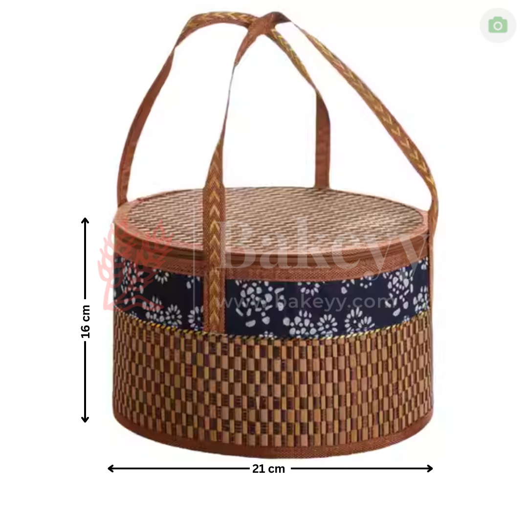 21x16 cm | Brown Round Wooden baskets| 1 Piece