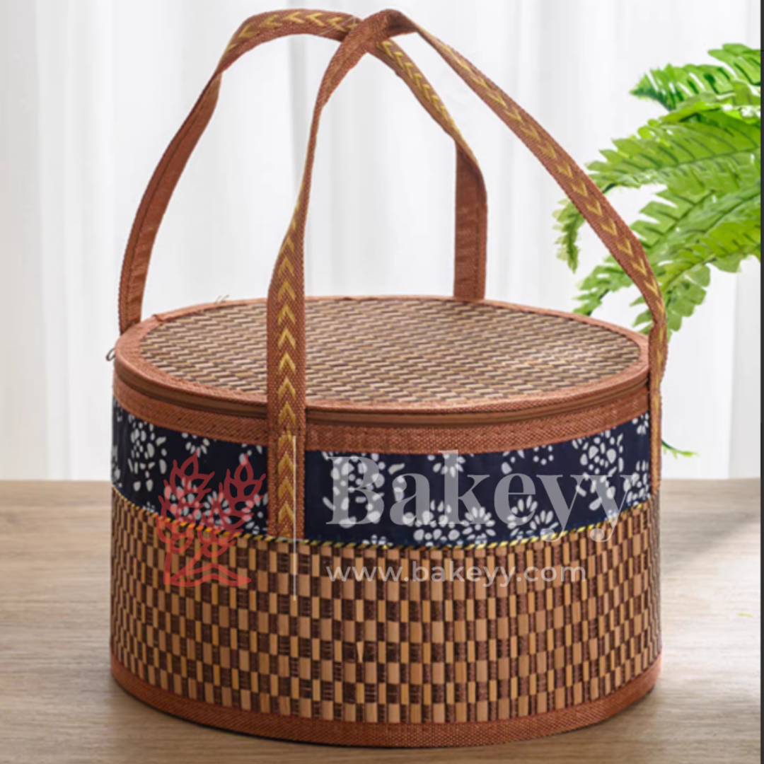 21x16 cm | Brown Round Wooden baskets| 1 Piece
