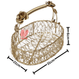 Decorative Gold Metal Hamper Basket For Gifting Oval with Handle - Bakeyy.com - India - Decorative Gold Metal Hamper Basket For Gifting Oval with Handle - Large