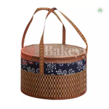 21x16 cm | Brown Round Wooden baskets| 1 Piece