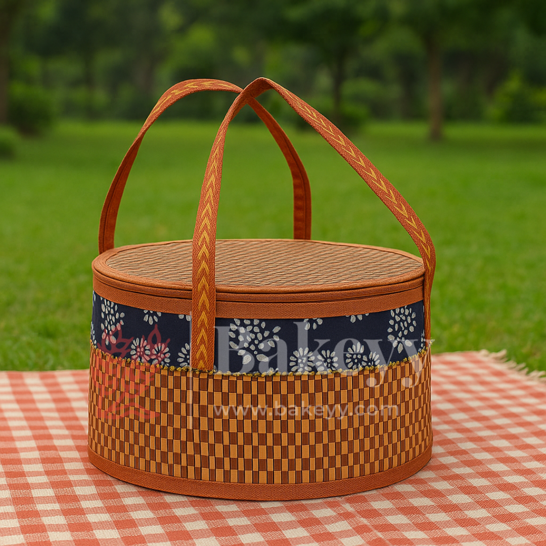 21x16 cm | Brown Round Wooden baskets| 1 Piece