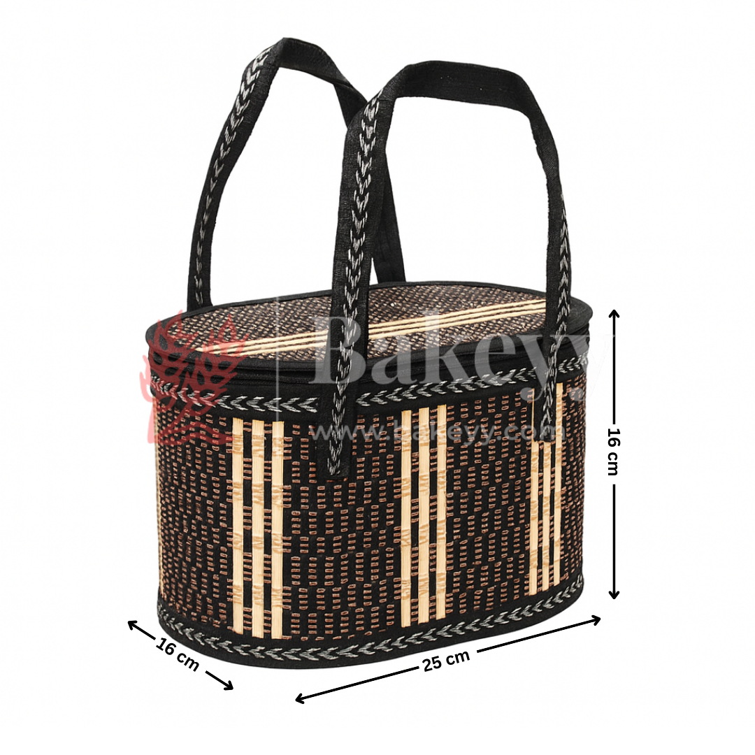 25x16x16 cm | Black Oval Wooden baskets| 1 Piece