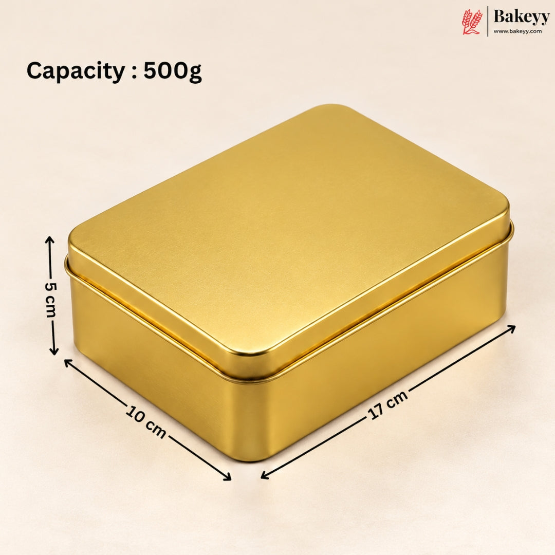 Rectangle Metal Cake Tin Box with Lid | Premium Decorative Tin for Plum Cake, Dream Cake & Gift Packing | Reusable Storage Container