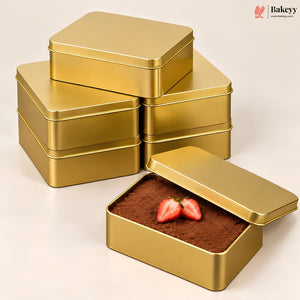 Rectangle Metal Cake Tin Box with Lid | Premium Decorative Tin for Plum Cake, Dream Cake & Gift Packing | Reusable Storage Container