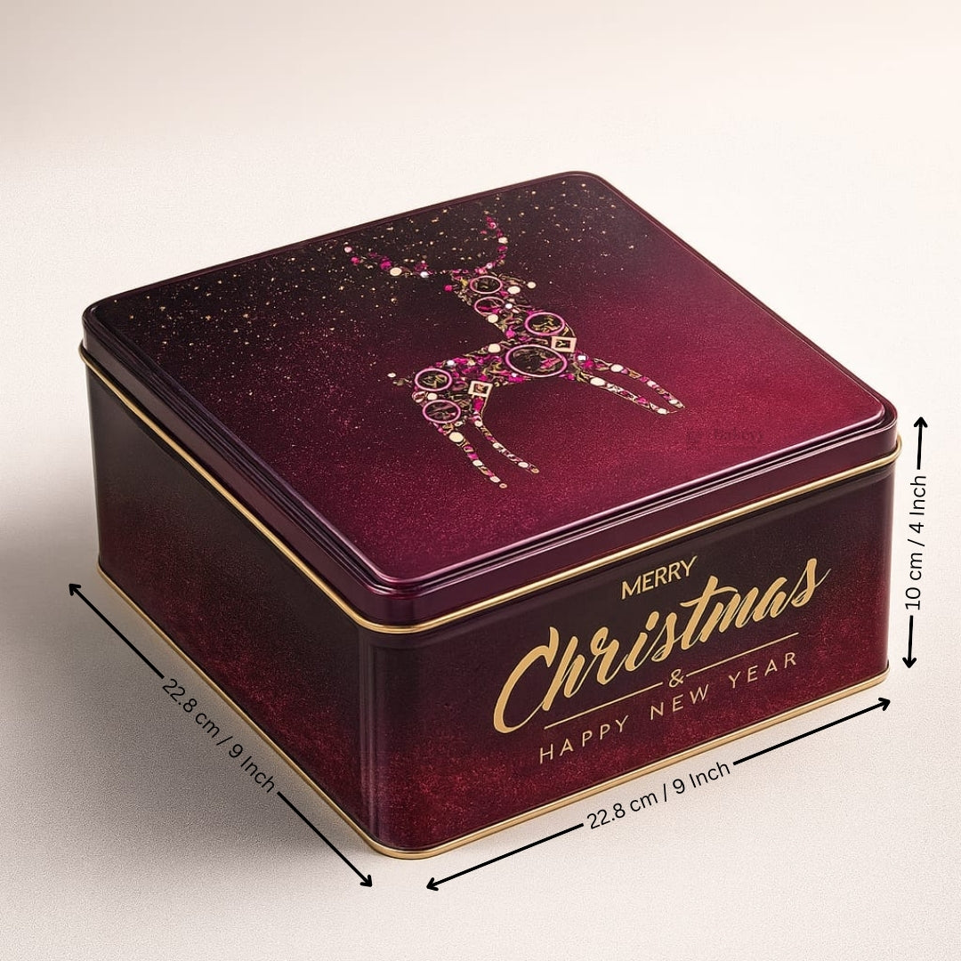 Christmas Hamper Square Tin Box | Hamper Box | Gift Box