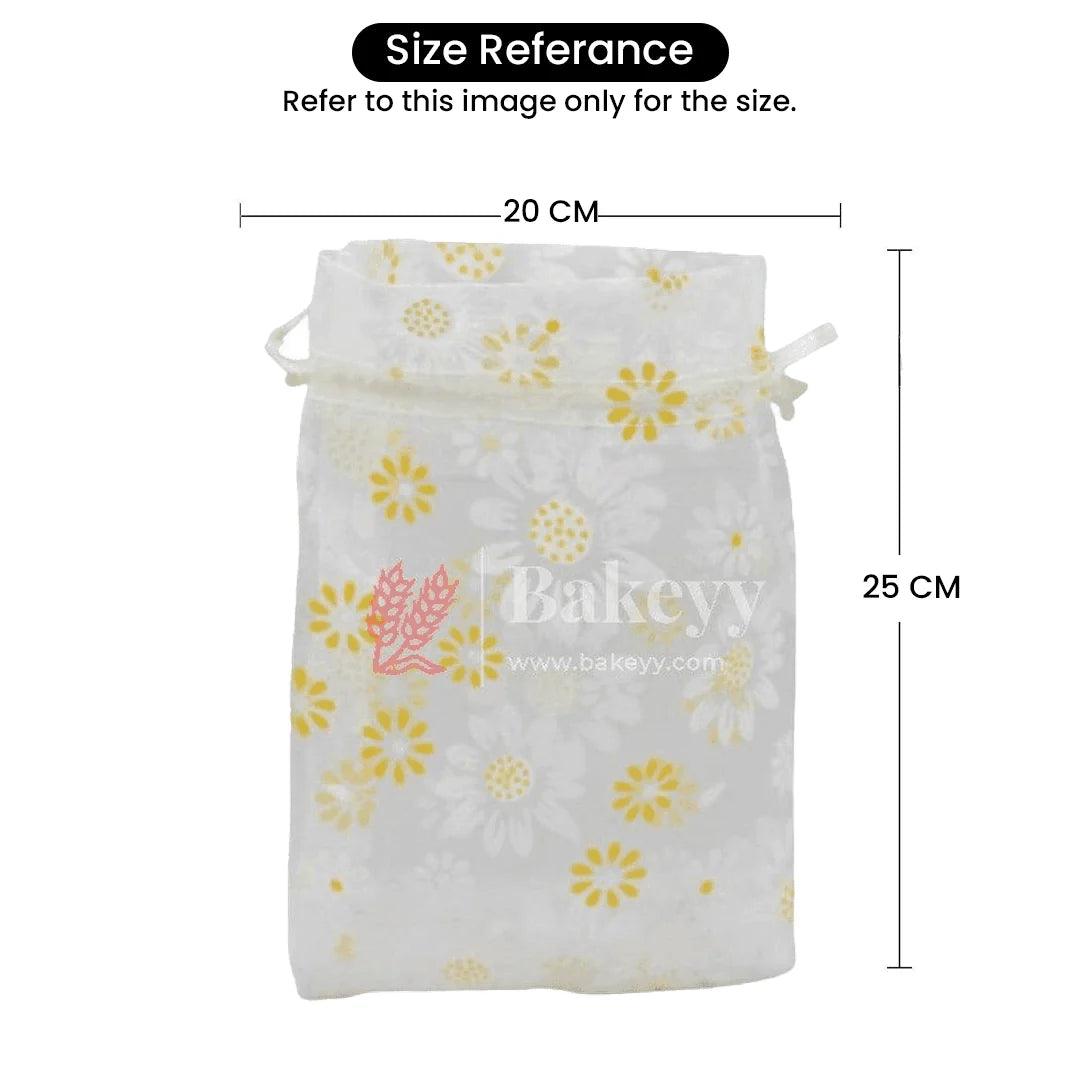 20x25 CM | Floral Designs Organza Potli Bags | Pack of 100 | Blue Color | Candy Bag - Bakeyy.com - India - 20x25 CM | Floral Designs Organza Potli Bags | Pack of 100 | Blue Color | Candy Bag - Default Title