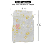 20x25 CM | Floral Designs Organza Potli Bags | Pack of 100 | Blue Color | Candy Bag - Bakeyy.com - India - 20x25 CM | Floral Designs Organza Potli Bags | Pack of 100 | Blue Color | Candy Bag - Default Title