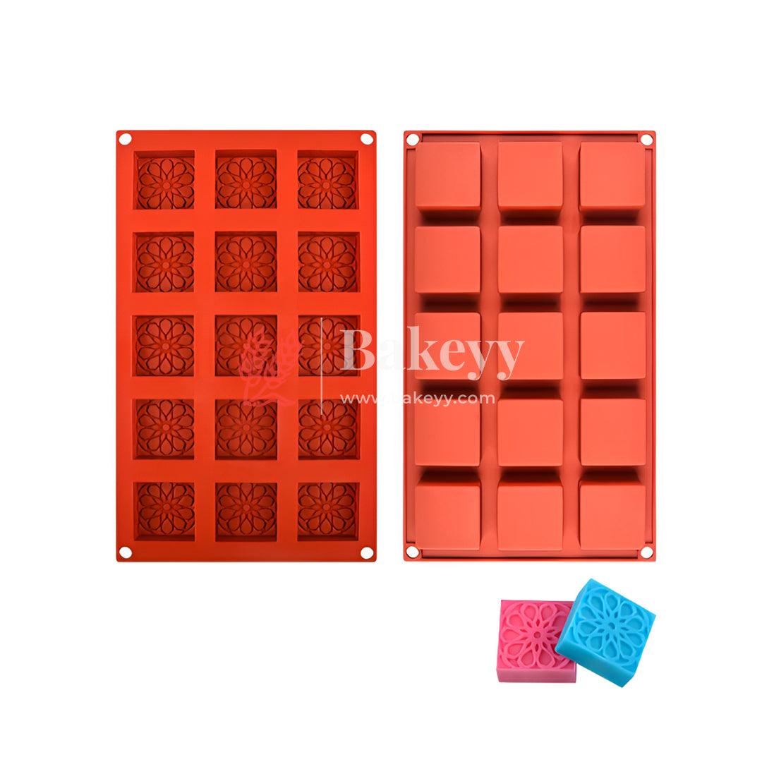 15 CAVITIES with Designed | Square Silicone Mould | Mousse Cake Baking Moulds | - Bakeyy.com - India - 15 CAVITIES with Designed | Square Silicone Mould | Mousse Cake Baking Moulds | - Default Title