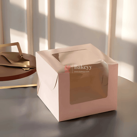 8x8x5 inch Plain Cake Box With L Shape Window | Birthday Cake boxes | Pack of 25 | - Bakeyy.com - India - 8x8x5 inch Plain Cake Box With L Shape Window | Birthday Cake boxes | Pack of 25 | - Default Title