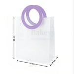 Transparent Bags With Leather Style Lavender Colour Handles | Pack of 12