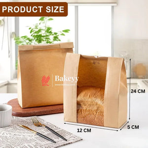 Kraft Bread Bags with Transparent Window – Food-Grade & Stylish | Kraft Paper Pouches for Fresh Bakes | Baked Foods Packaging Storage | Pack Of 50 - Bakeyy.com - India - Kraft Bread Bags with Transparent Window – Food-Grade & Stylish | Kraft Paper Pouches for Fresh Bakes | Baked Foods Packaging Storage | Pack Of 50 - 13x28x10Cm