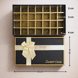 24 Cavity Premium Gift Box with Golden Partitions | Bakeyy Sweet Love Rigid Chocolate Box | Pack of 1