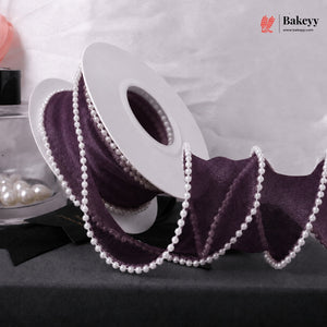 Pearl Edge Net Ribbon Roll | 2.5 cm x 9 Meter | Multiple Colors Available | Pack of 1