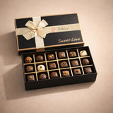 24 Cavity Premium Gift Box with Golden Partitions | Bakeyy Sweet Love Rigid Chocolate Box | Pack of 1