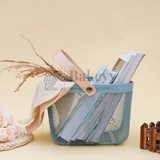 24x24x18 cm | Steel Grey Metal Basket with Wooden handle | 1 Piece