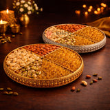 24cm  Luxurious Gold & Silver 4-Partition Serving Tray  Pack of 1