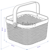 24x24x18 cm | Steel Grey Metal Basket with Wooden handle | 1 Piece